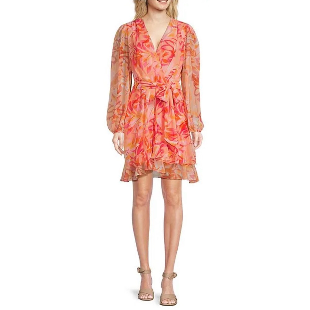 Alex Marie Long Sleeve Dress in Pink and Orange